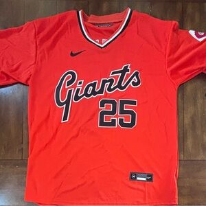 Barry Bonds #25 San Fransisco Giants Orange Throwback Jersey Adult Large NWT